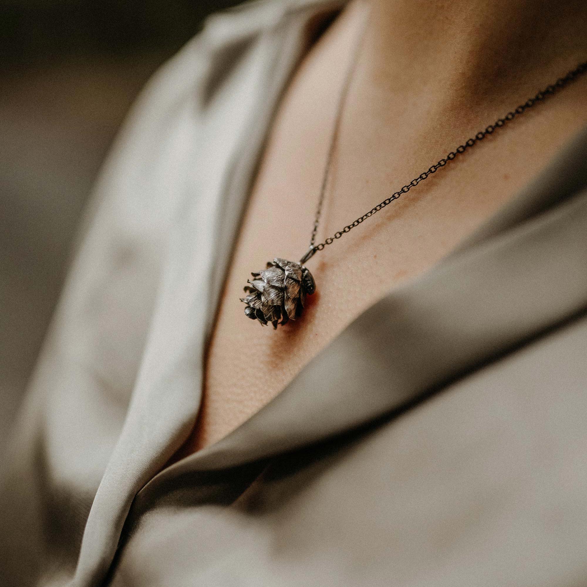 Pine cone pendant with chain