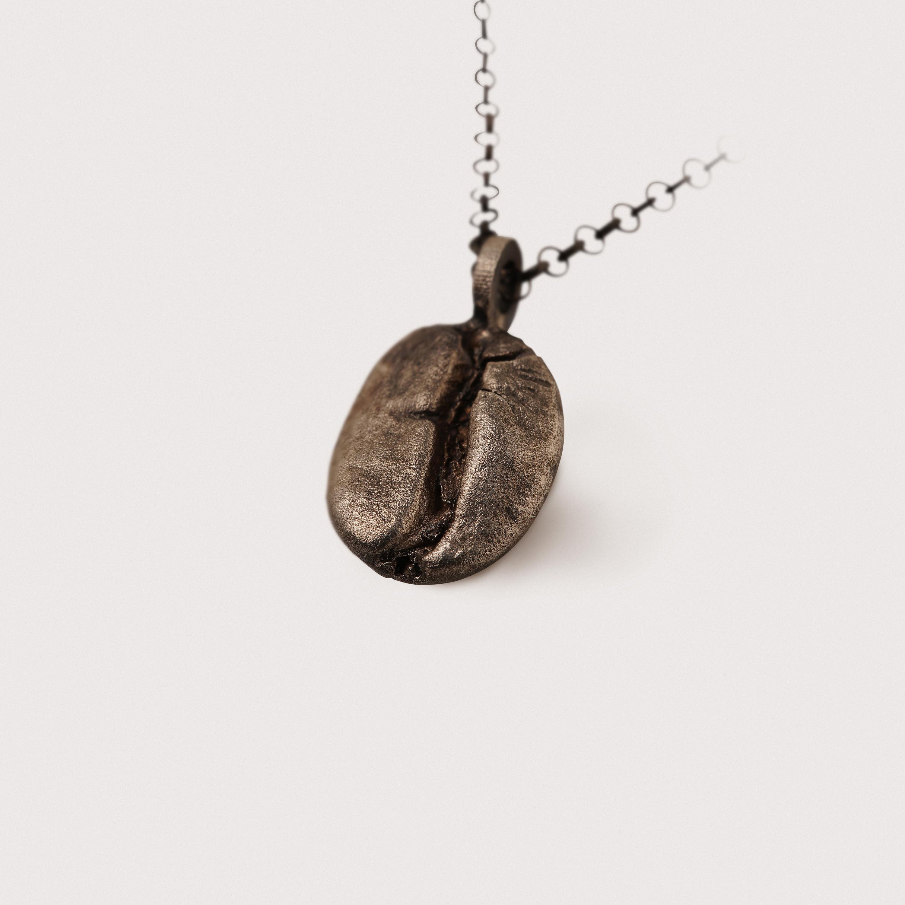 Coffee bean pendant with chain